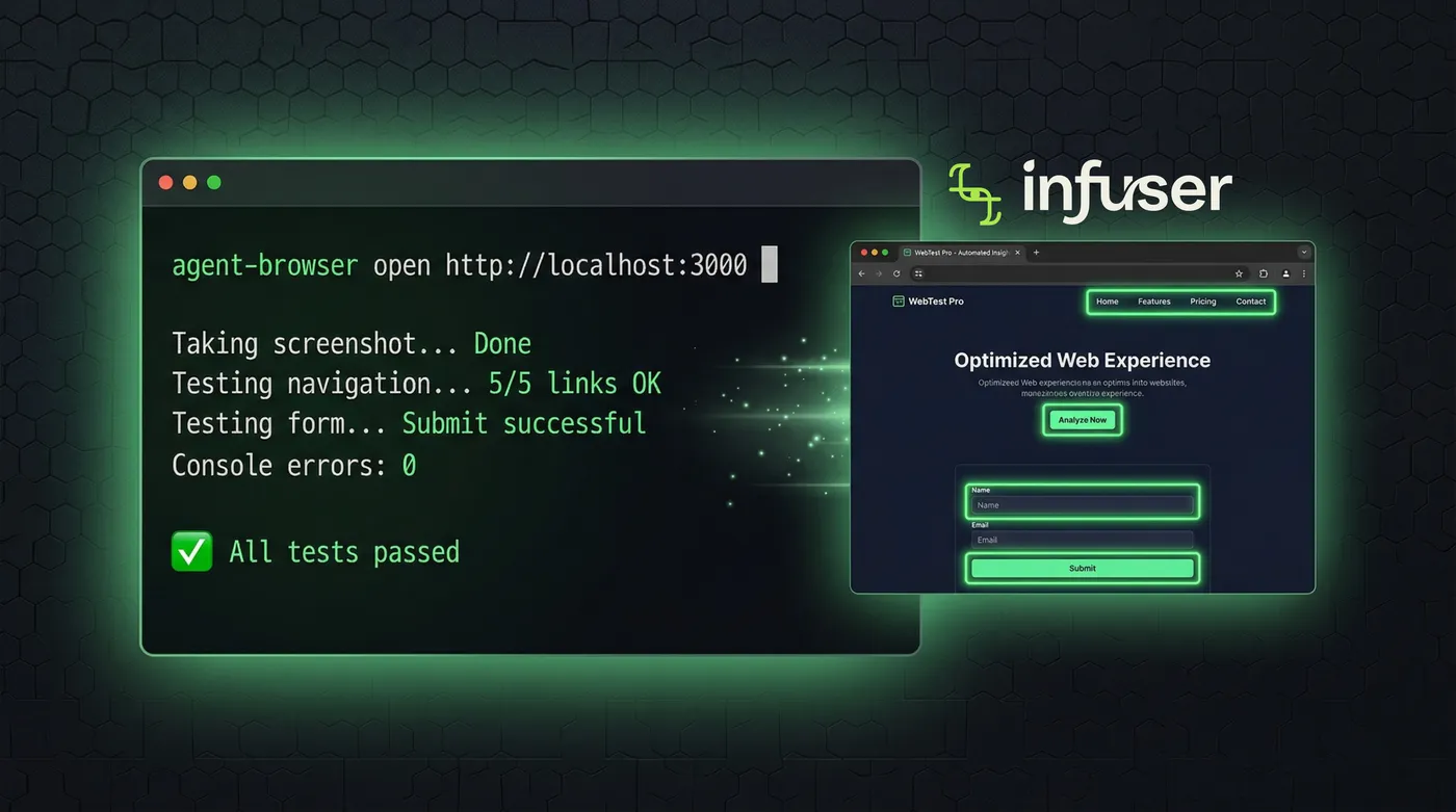 Agent Browser e deploy em ação — screenshot do terminal