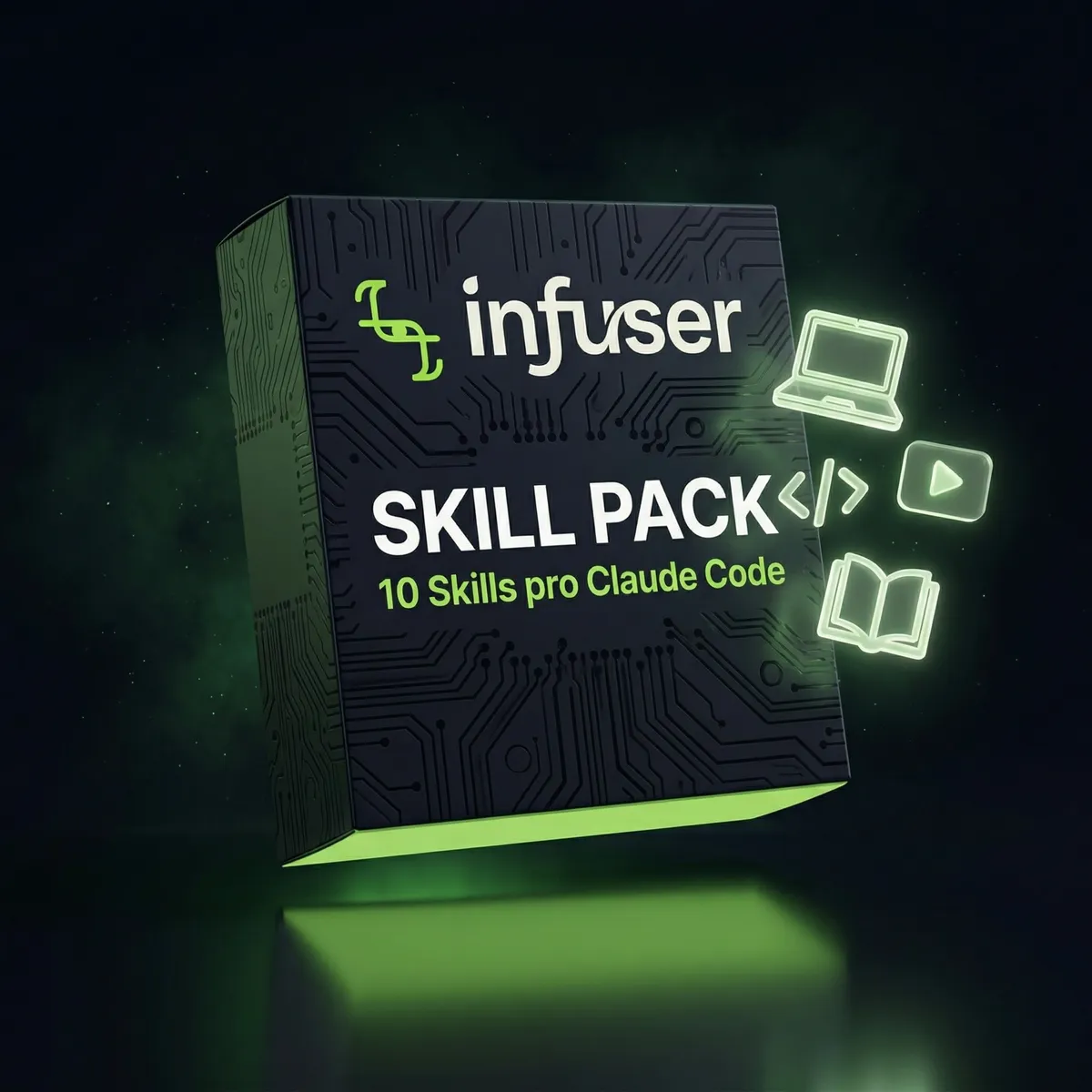 Pack de Skills INFUSER — mockup 3D do produto digital