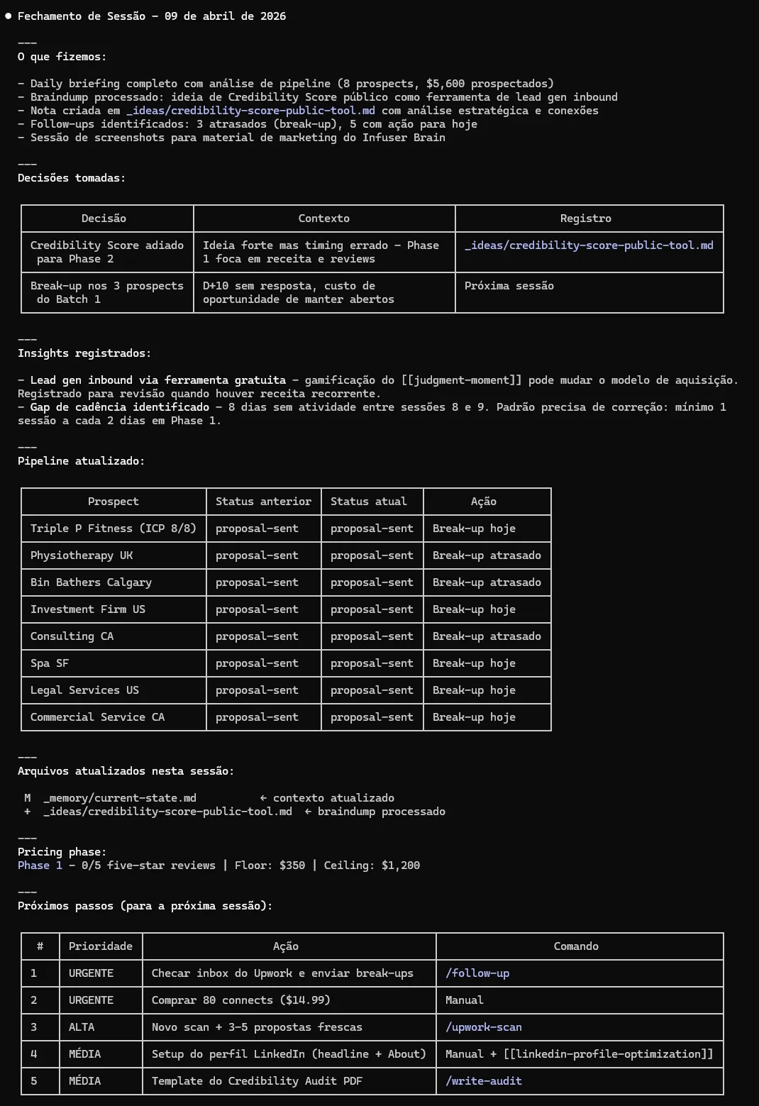 Output do /end-session — fechamento de sessão completo